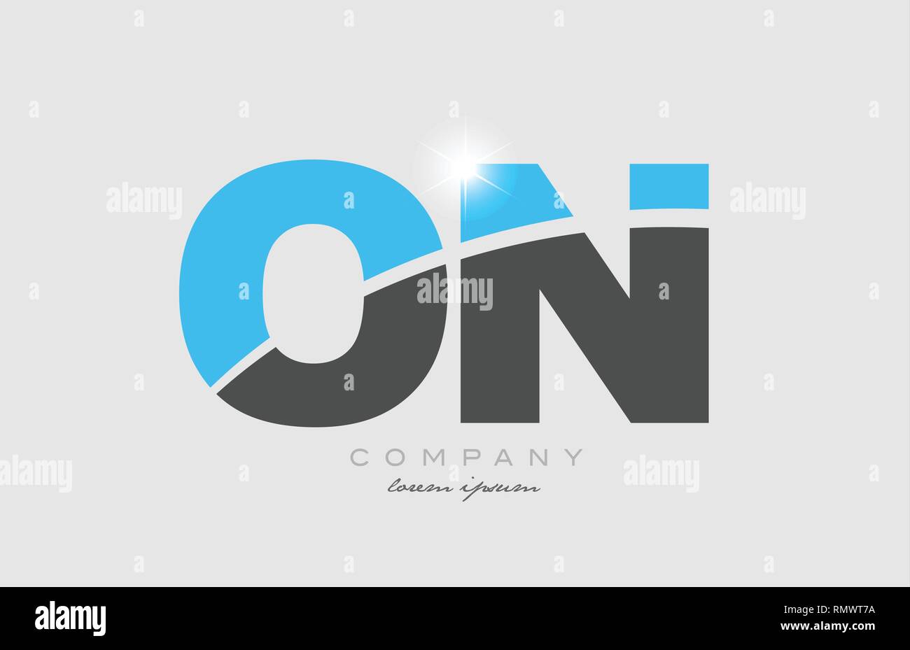 combination letter on o n in grey blue color alphabet logo icon design