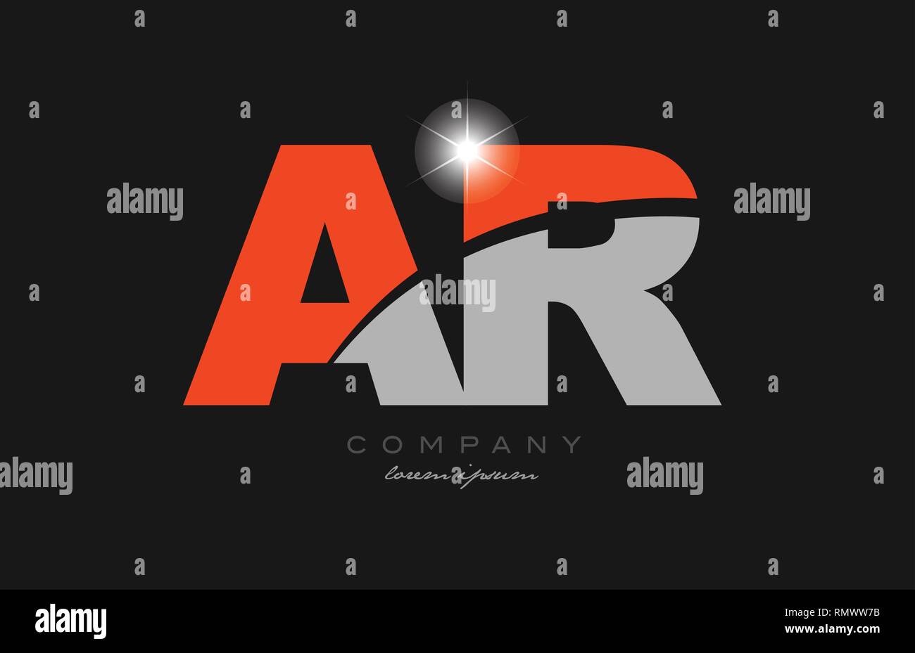 combination letter ar a r in grey orange color alphabet logo icon ...