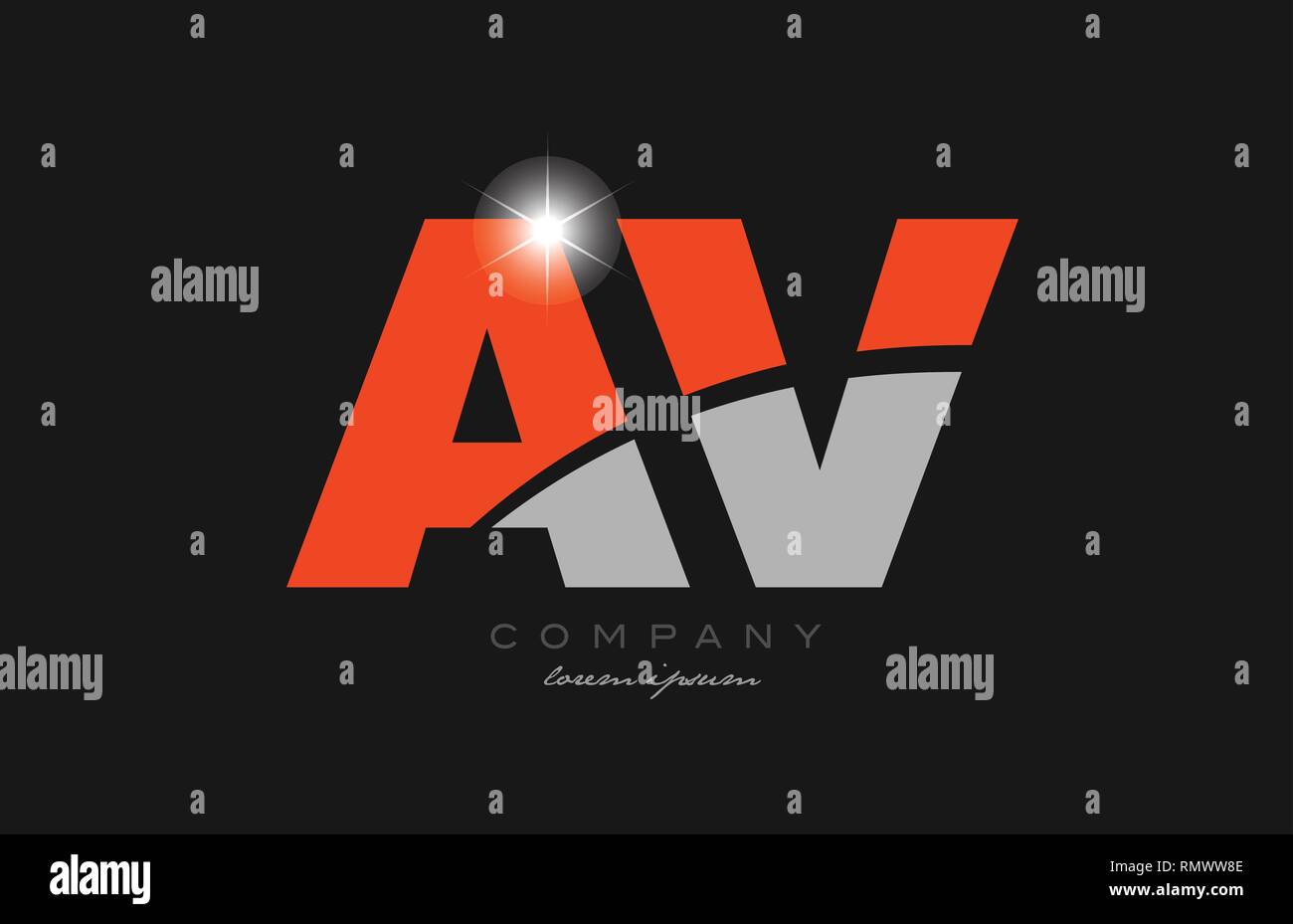 combination letter av a v in grey orange color alphabet logo icon ...