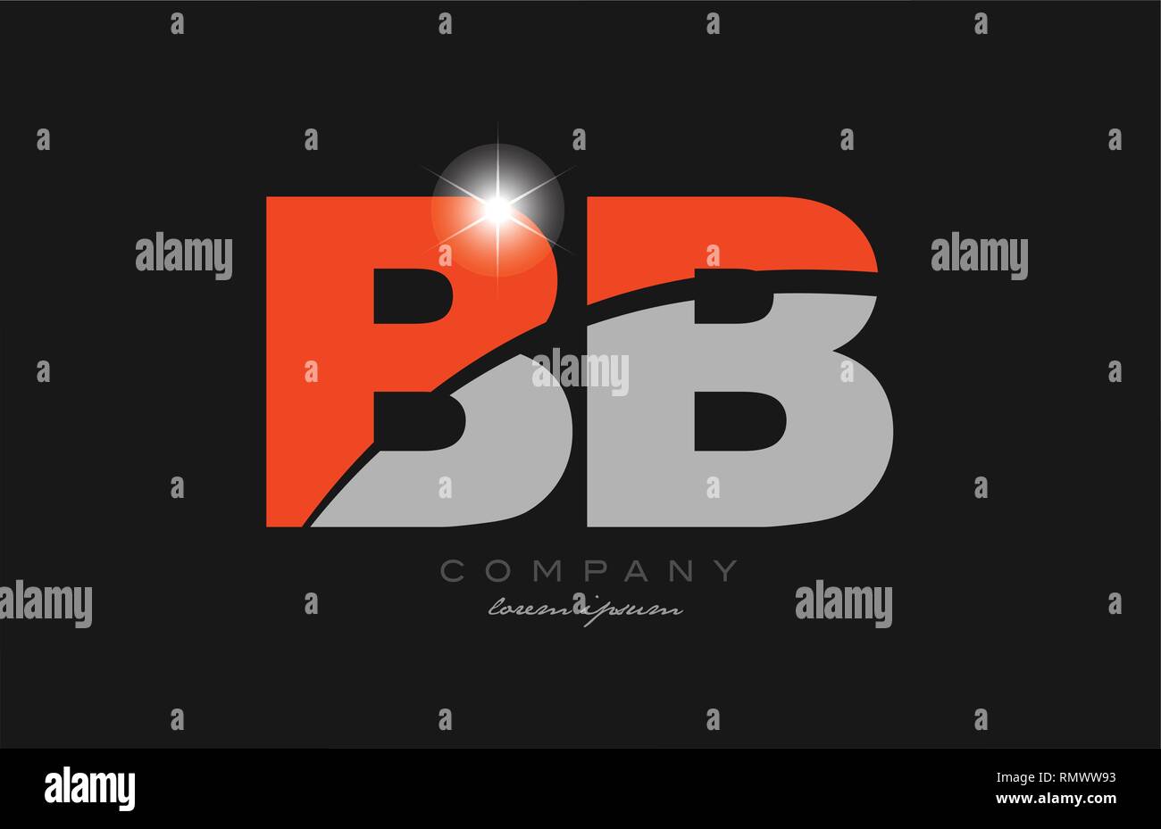 combination letter bb b b in grey orange color alphabet logo icon