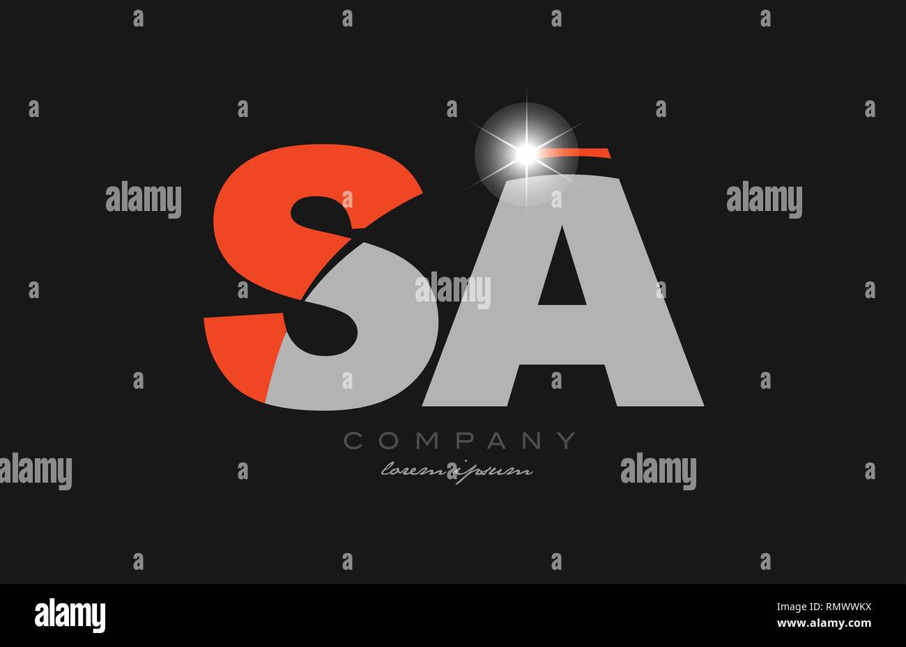combination letter sa s a in grey orange color alphabet logo icon ...