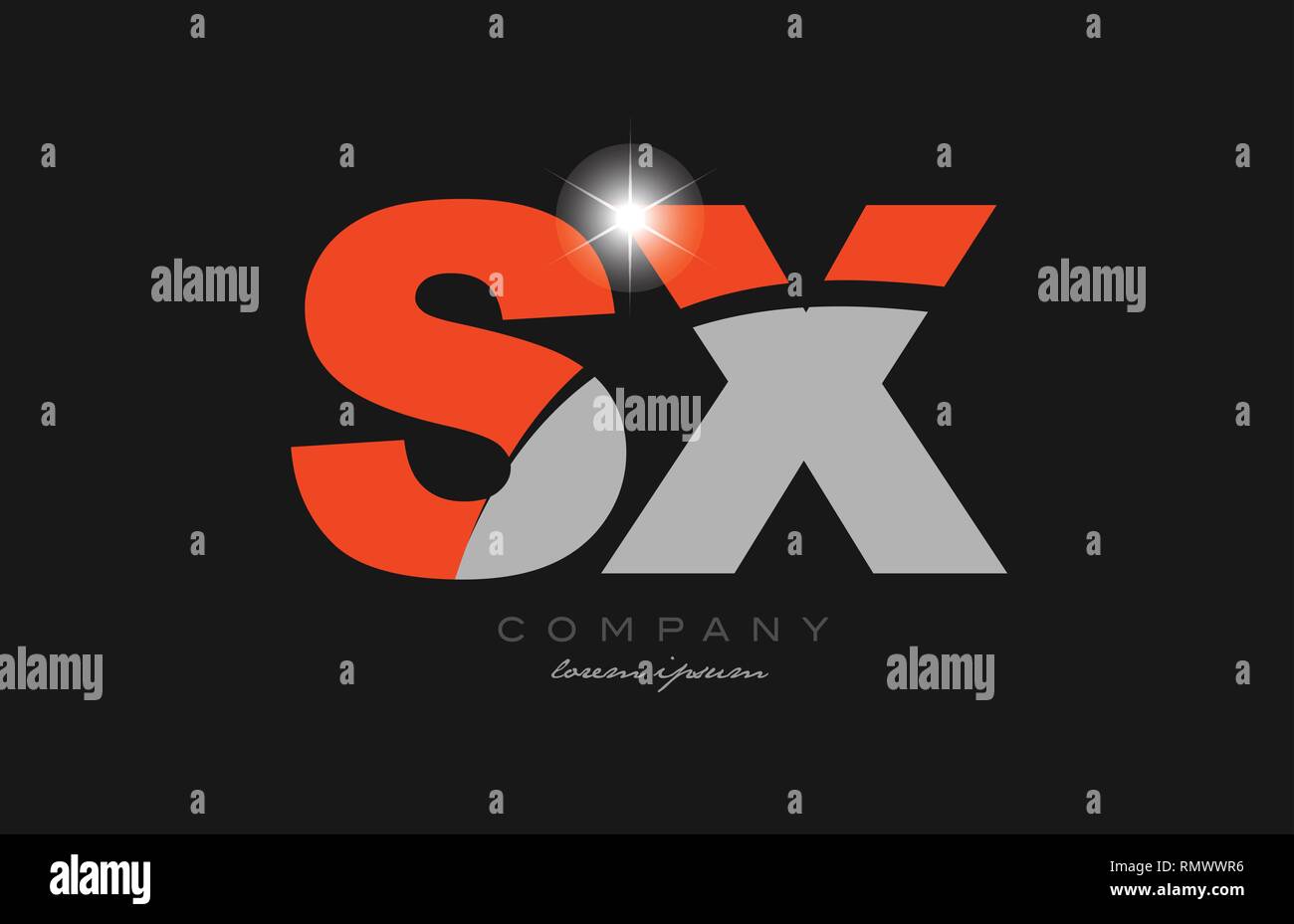 combination letter sx s x in grey orange color alphabet logo icon ...