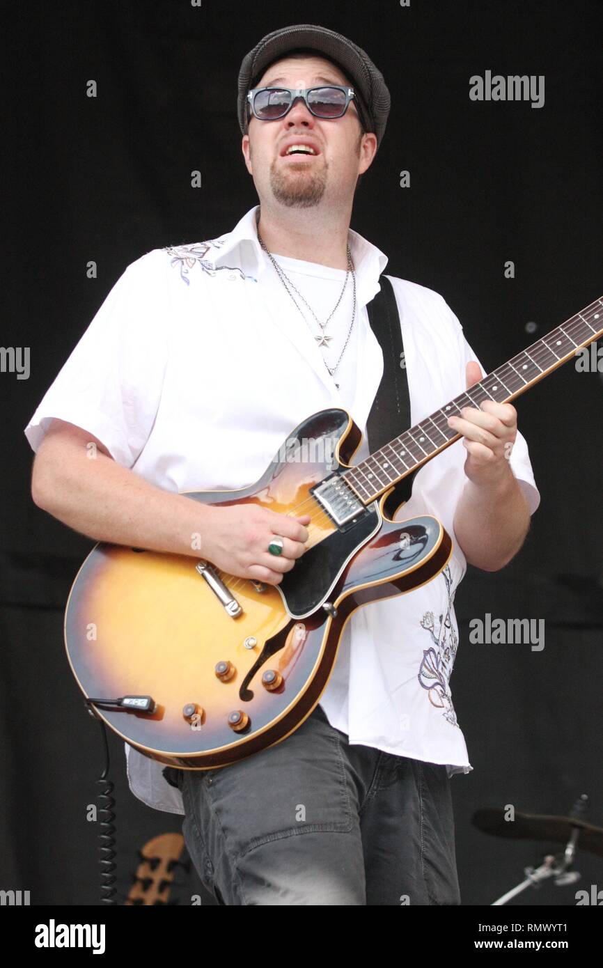 Guitarist Eric Krasno of the funk band Lettuce is performing on stage