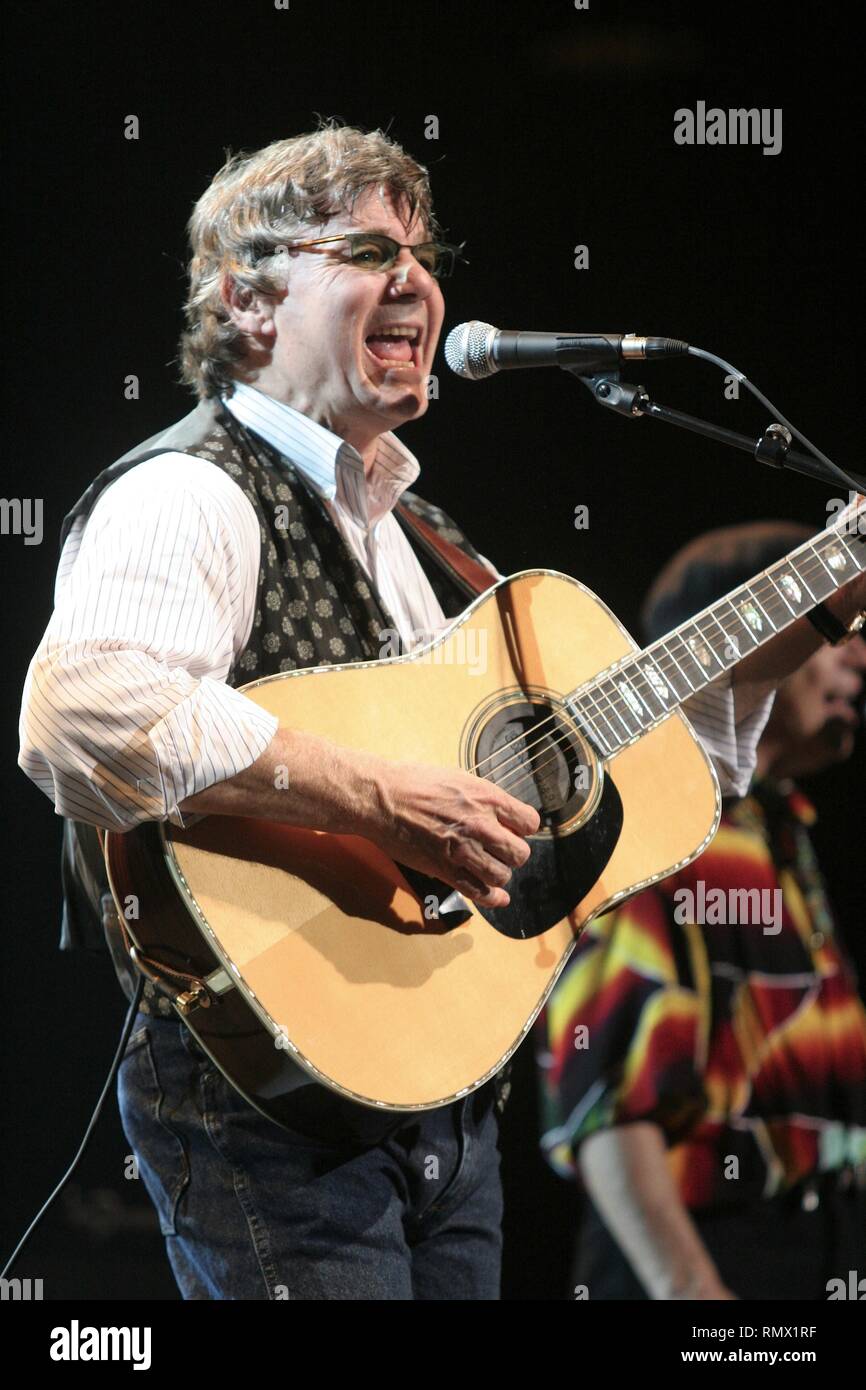 Musician Steve Miller is shown performing on stage during a 