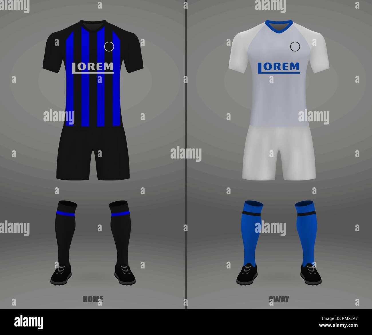 football kit Internazionale Milan 2018-19, shirt template for soccer jersey. Vector illustration Stock Vector