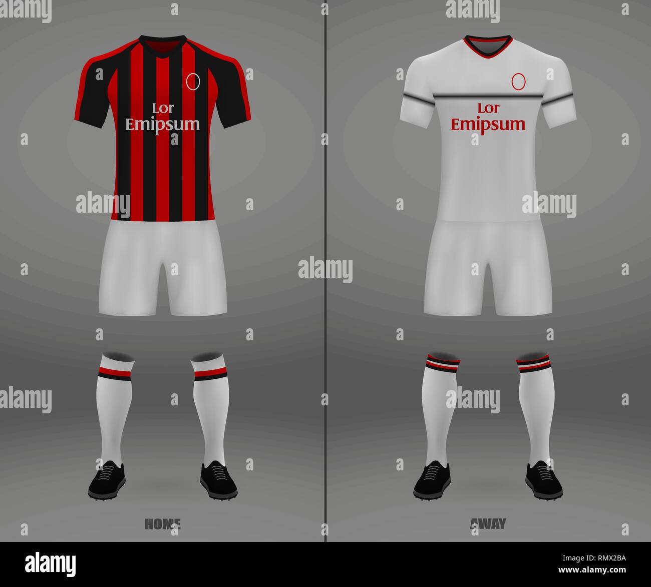 football kit Milan 2018-19, shirt template for soccer jersey. Vector illustration Stock Vector