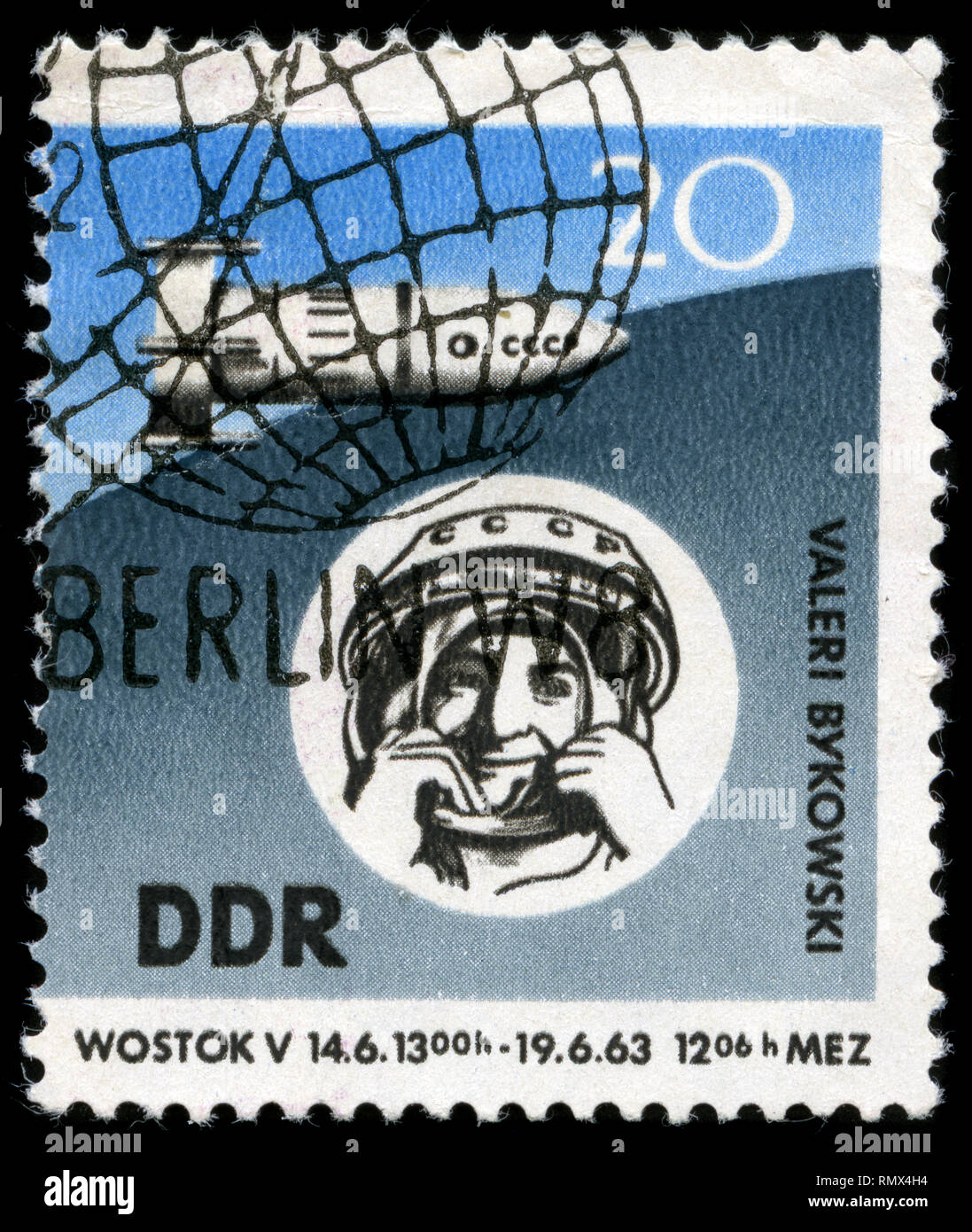 Postmarked stamp from the East Germany (DDR) in the Space Flights series issued in 1963 Stock Photo