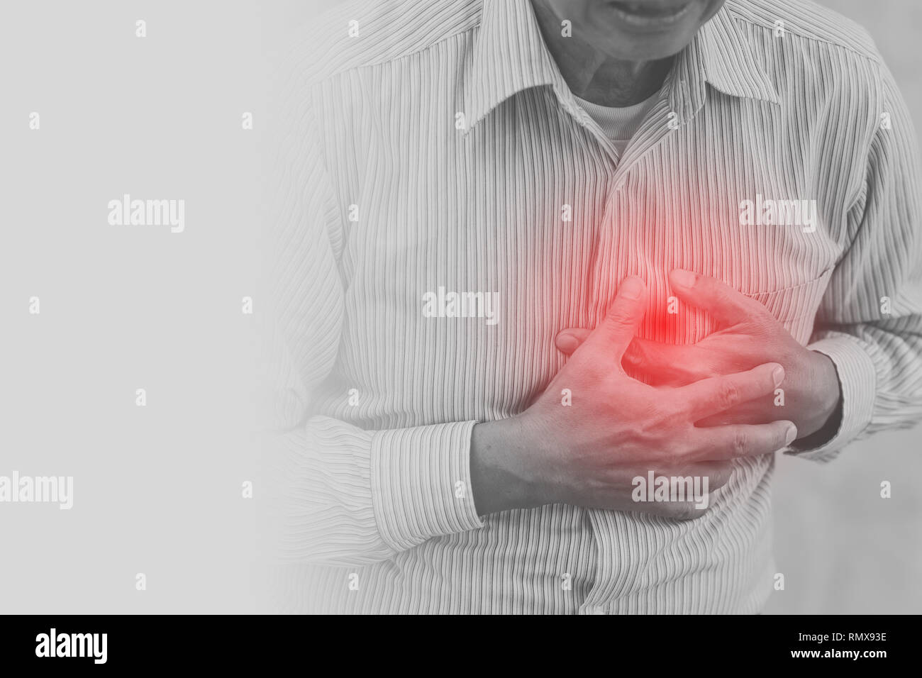 elder heart attack chest paint for background with space for text Stock Photo