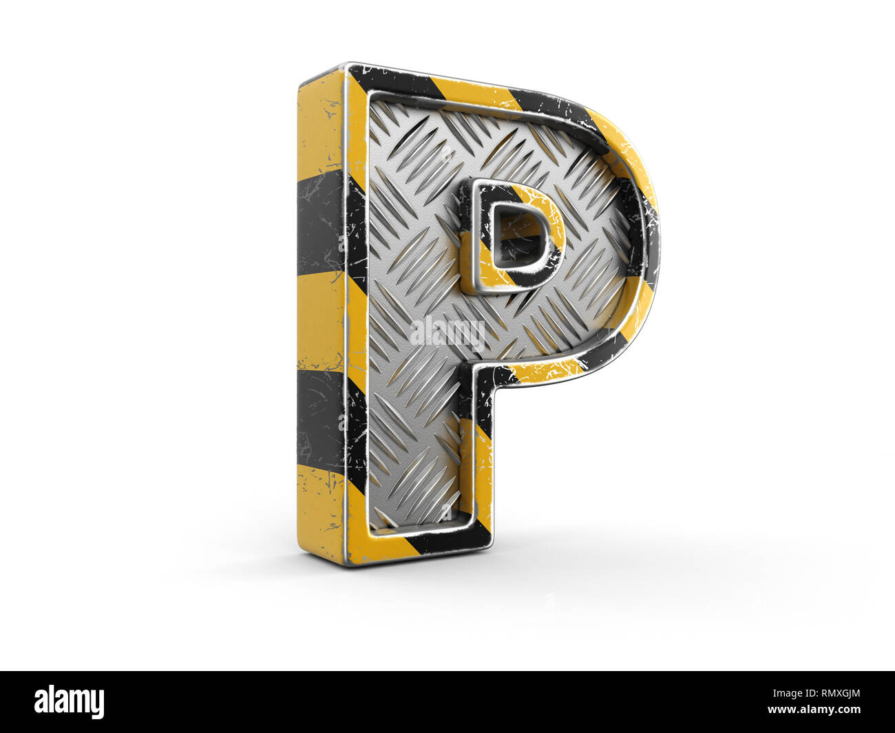 Yellow striped metallic font - letter. Image with clipping path Stock Photo
