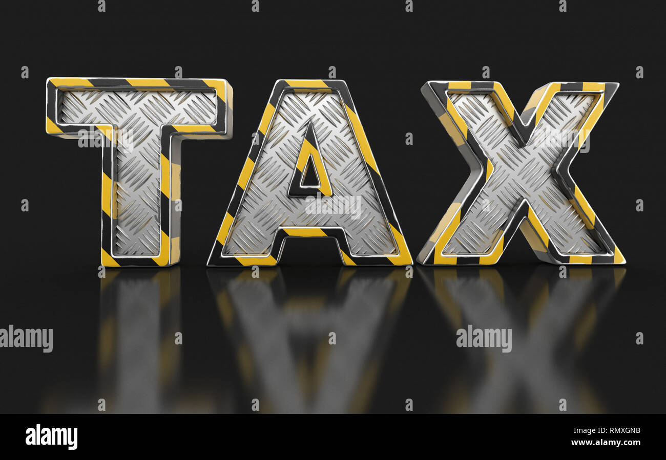 Tax Text Design Metal TAX text. Image with clipping path Stock Photo - Alamy