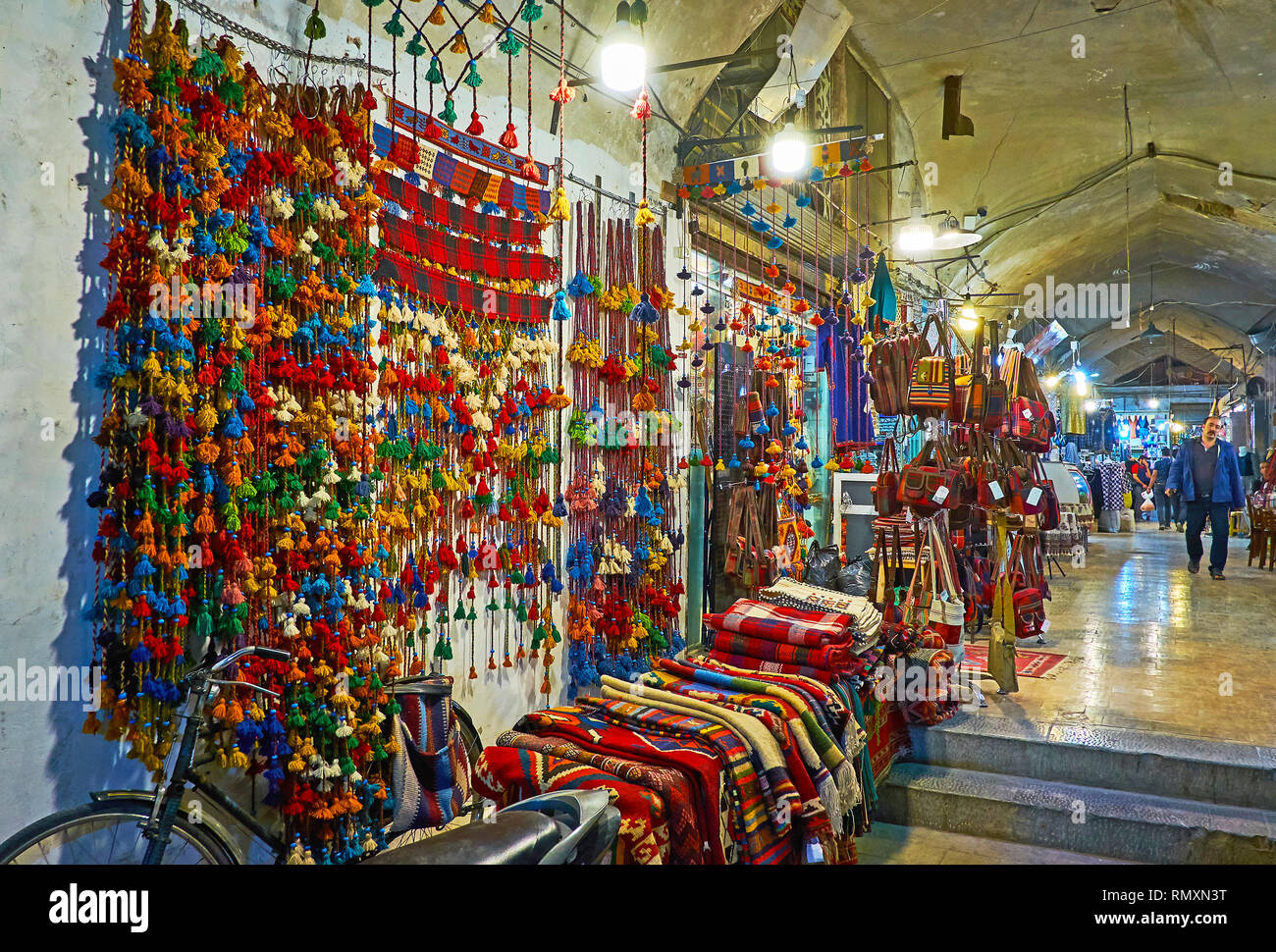 Iran Rug Store ISFAHAN, IRAN - OCTOBER 21, 2017: The showcase of the rug store of ...