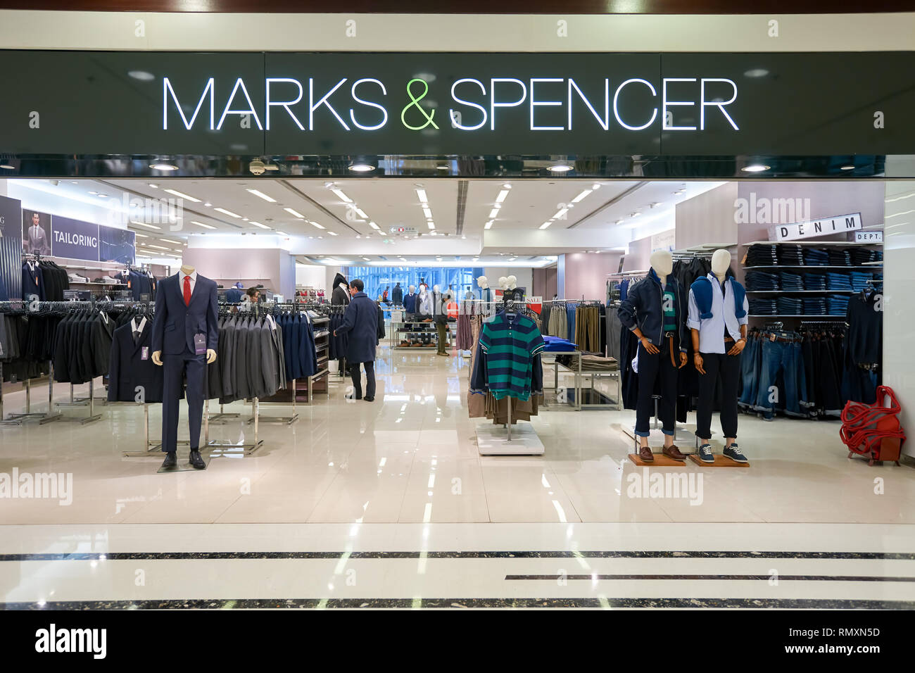 HONG KONG - CIRCA JANUARY, 2016: Marks and Spencer store in Hong Kong. Marks and Spencer plc is a major British multinational retailer headquartered i Stock Photo