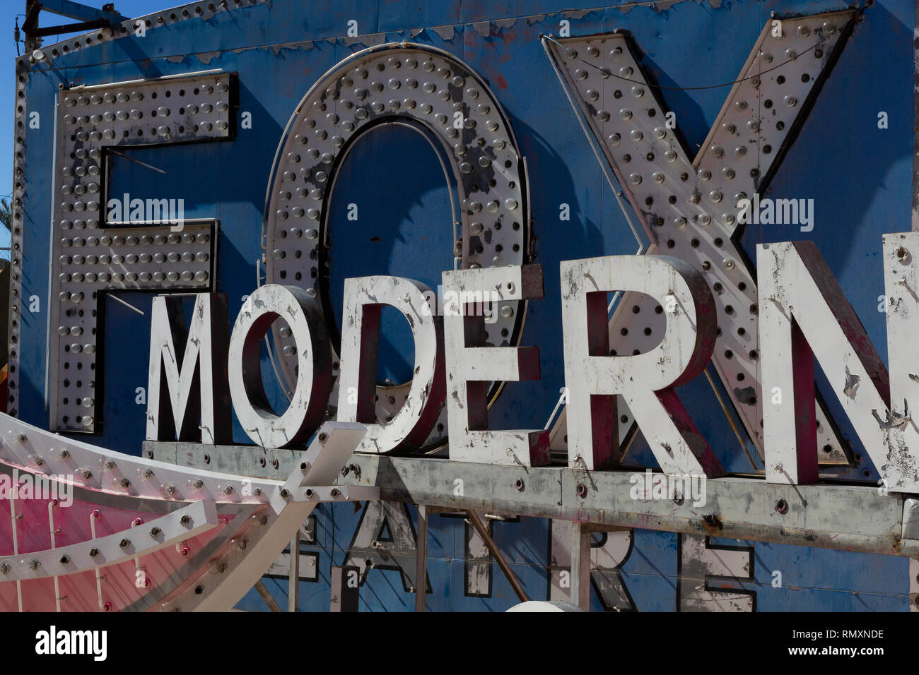 Las Vegas, Nevada the Neon Boneyard Museum which has retired neon signs from old Las Vegas businesses and casinos. USA Stock Photo