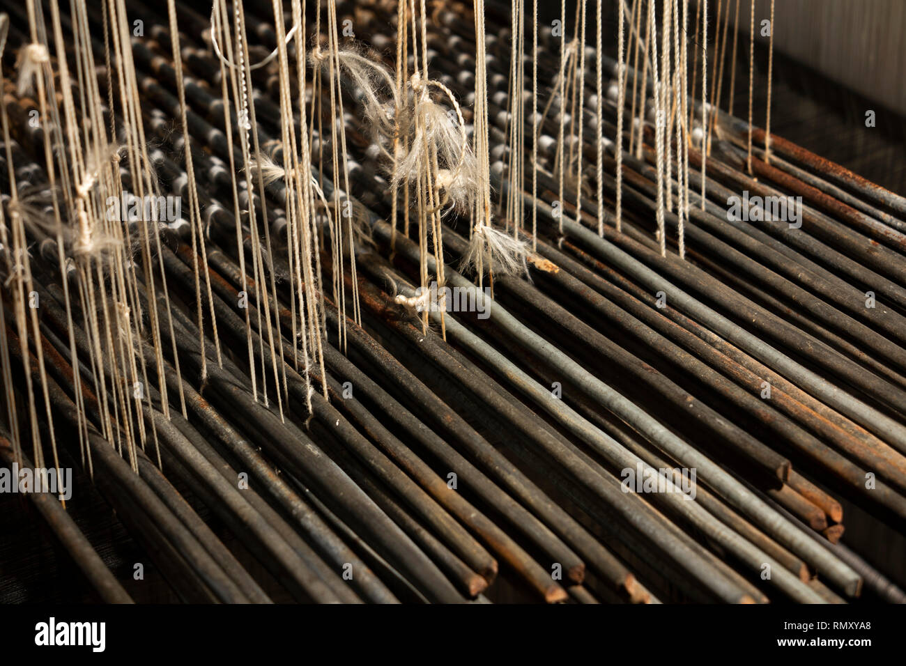 Cambodia, Phnom Penh, Koh Dach, Silk Island traditional weaving centre, complex weaving loom