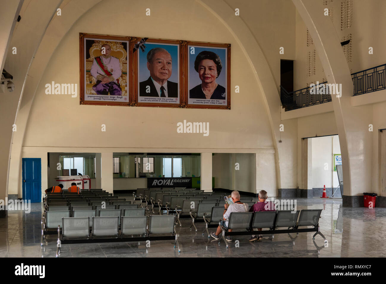 Cambodia, Phnom Penh, City Centre, Railway Station, Ticket Hall and Waiting Room interior Stock Photo