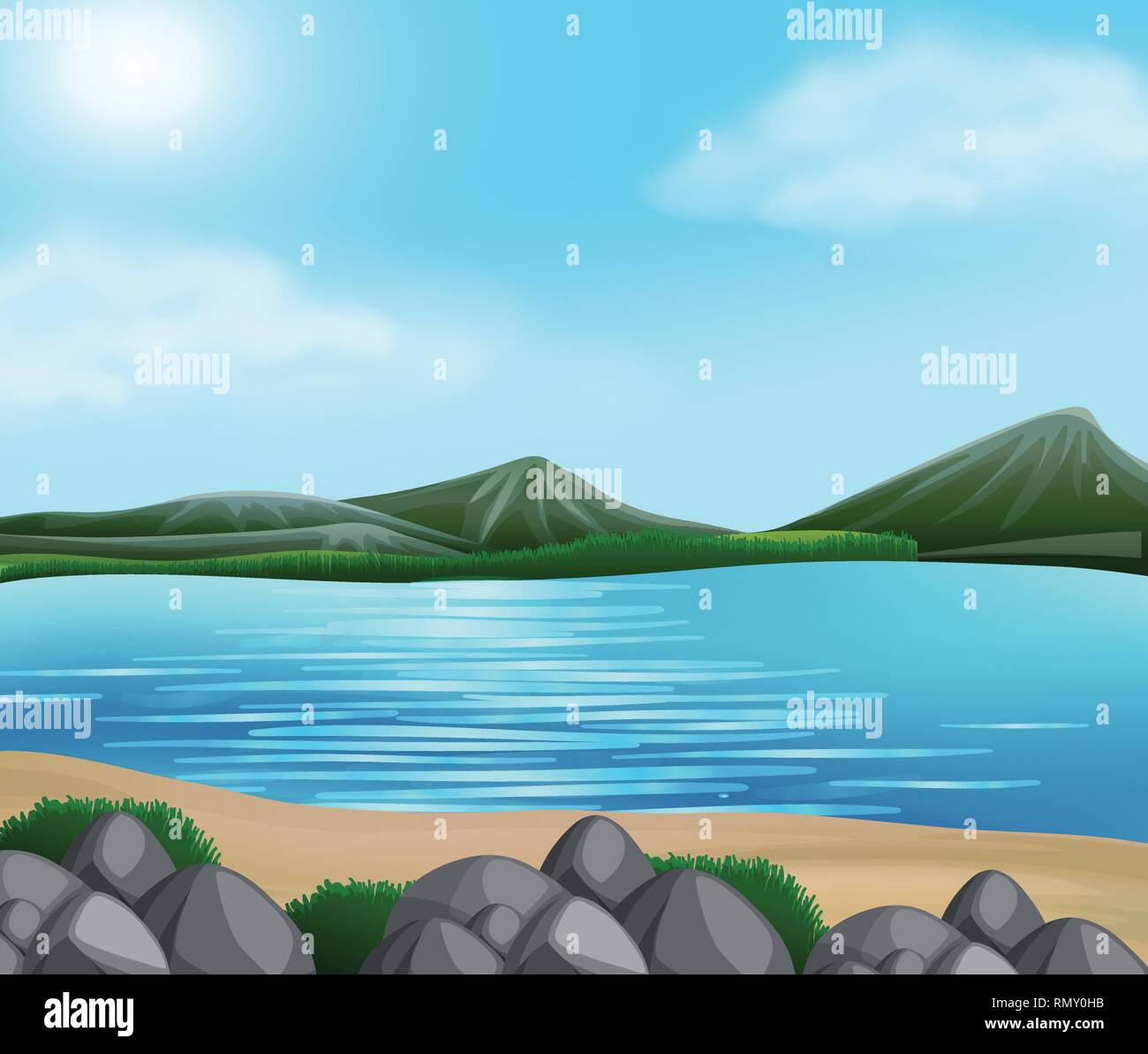 A beautiful nature landscape illustration Stock Vector Image & Art - Alamy
