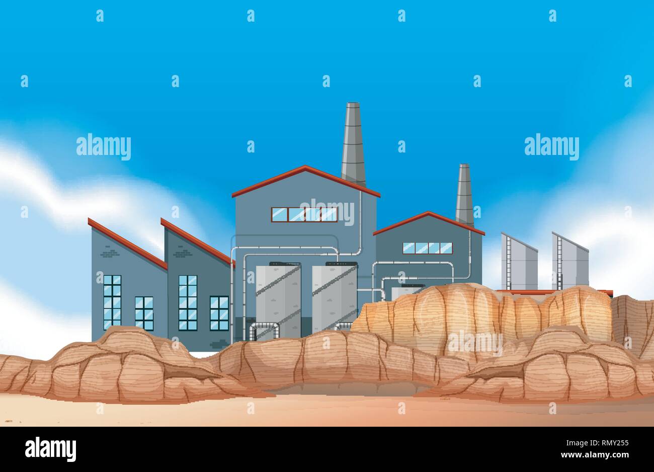 An industrial factory scene illustration Stock Vector Image & Art - Alamy