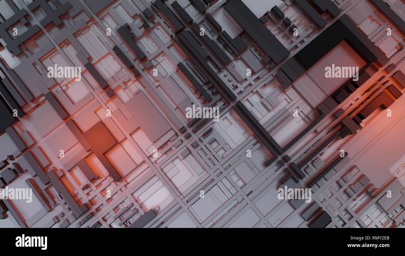 3d render Abstract Technology Background With Cubes Stock Photo - Alamy