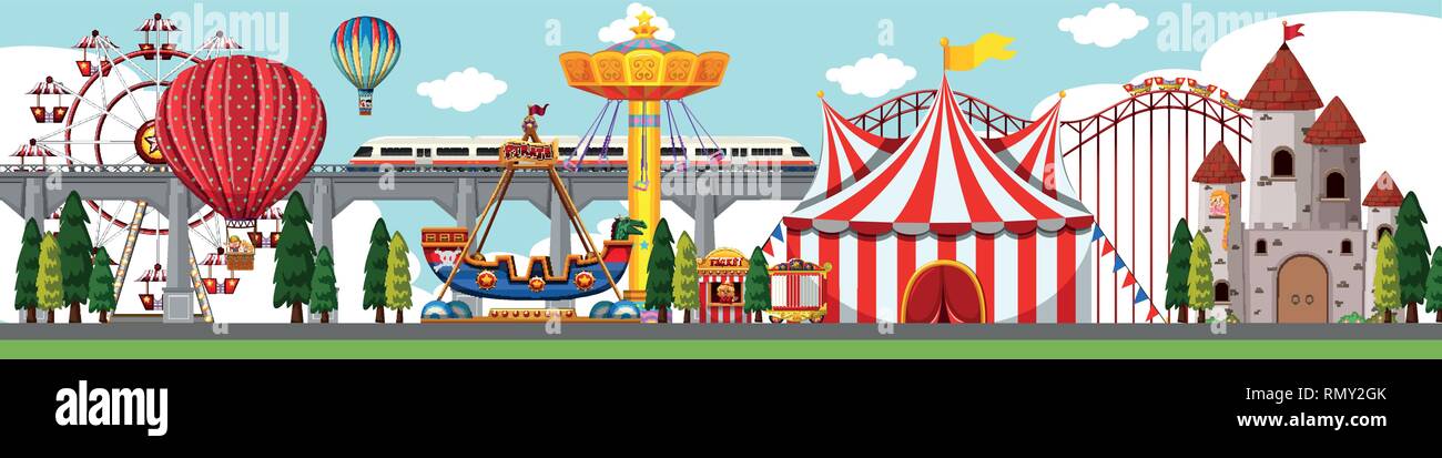 A amusement park scene illustration Stock Vector Image & Art - Alamy