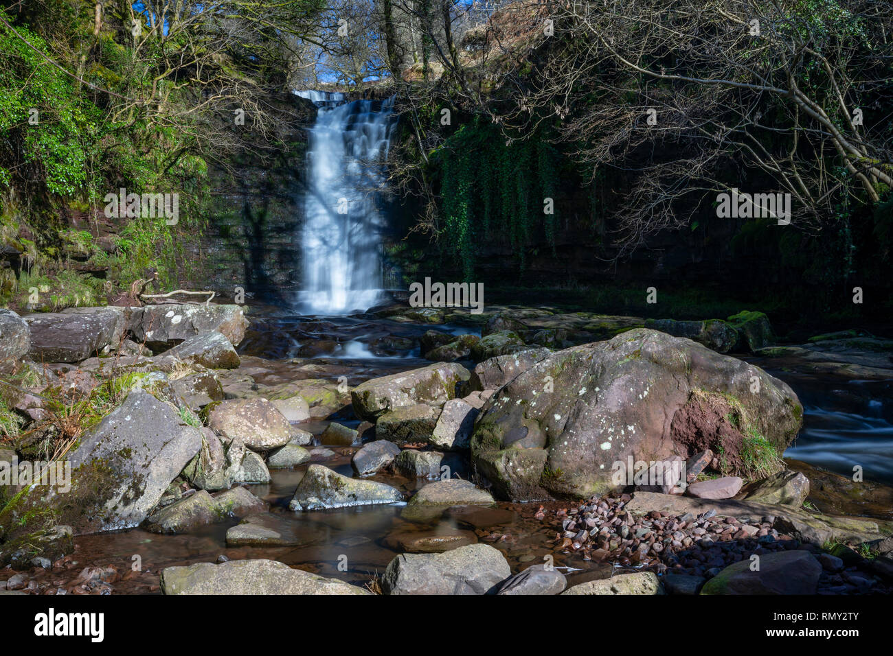 Blaen-y-Glyn waterfalls in The Brecon Beacons, Wales Stock Photo