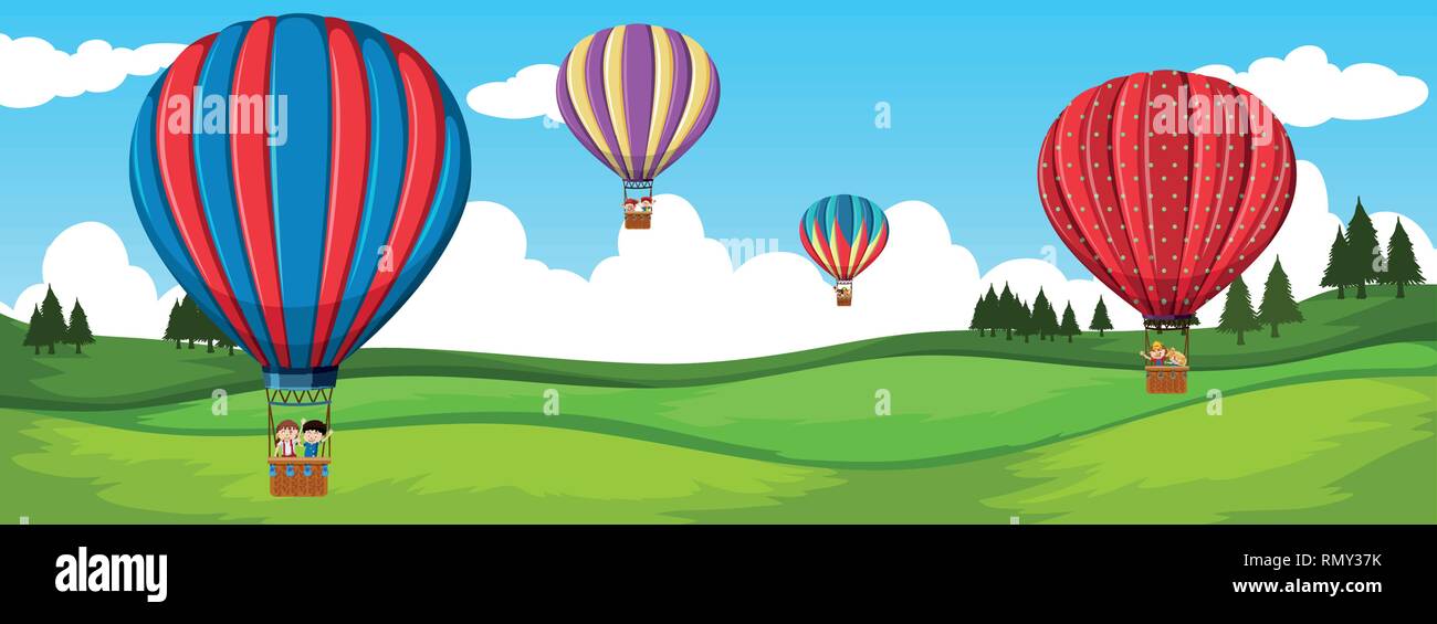 Travel by hot air balloon illustration Stock Vector Image & Art - Alamy