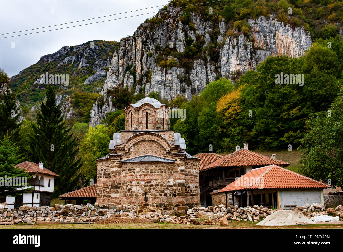 Poganovo Monastery of St. John the Theologian (Manastir Poganovo) , is located near the canyon of the Jerma River in Serbia. it was built in the 14th Stock Photo