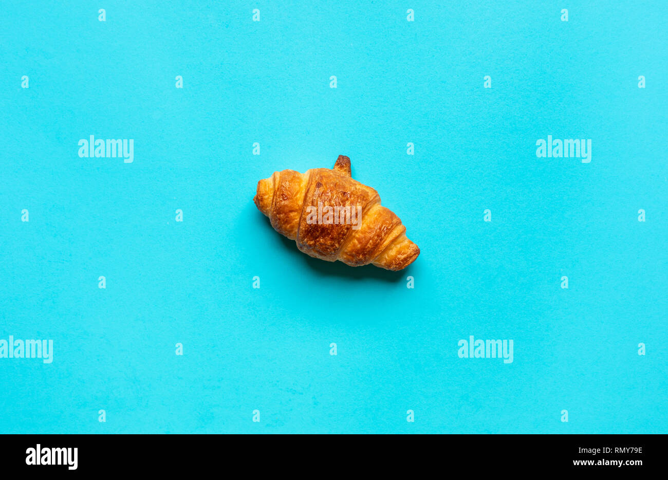 Top view of bread,bakery on blue color background.Food and healthy concepts images Stock Photo