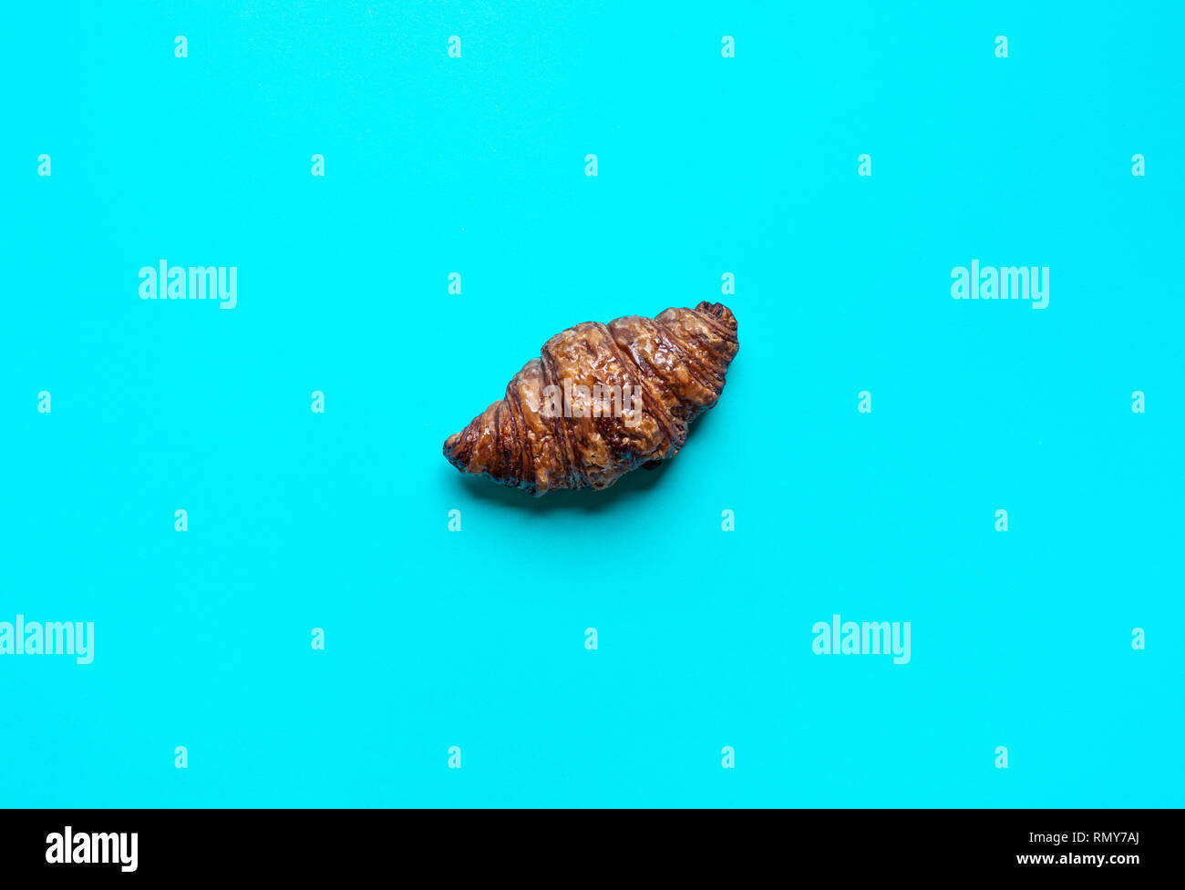 Top view of bread,bakery on blue color background.Food and healthy concepts images Stock Photo