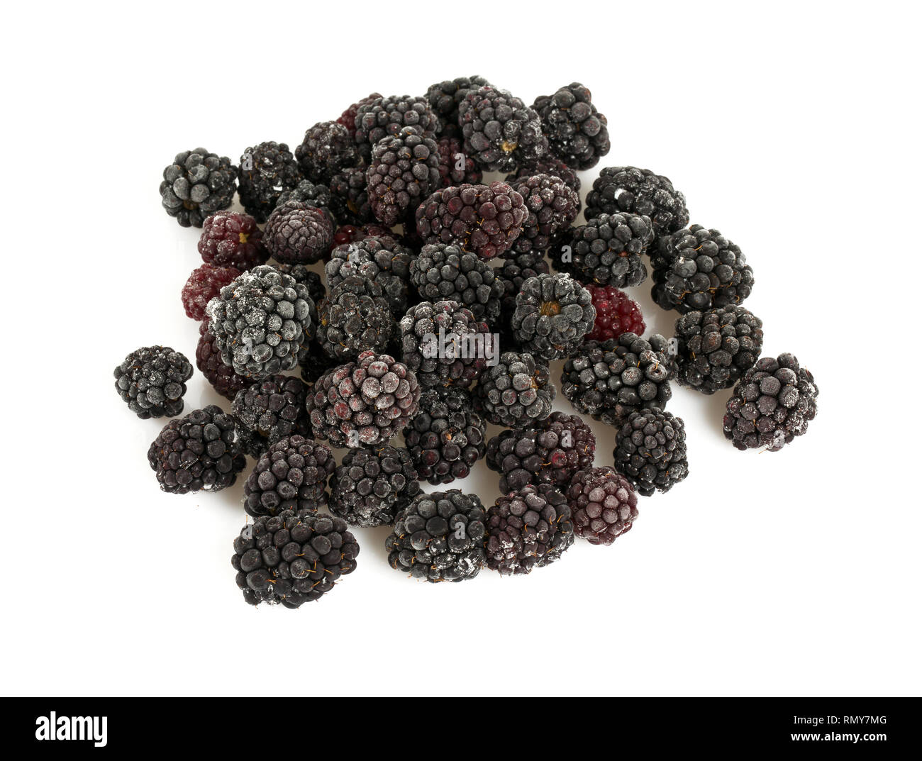 frozen blackberries isolated on white Stock Photo Alamy