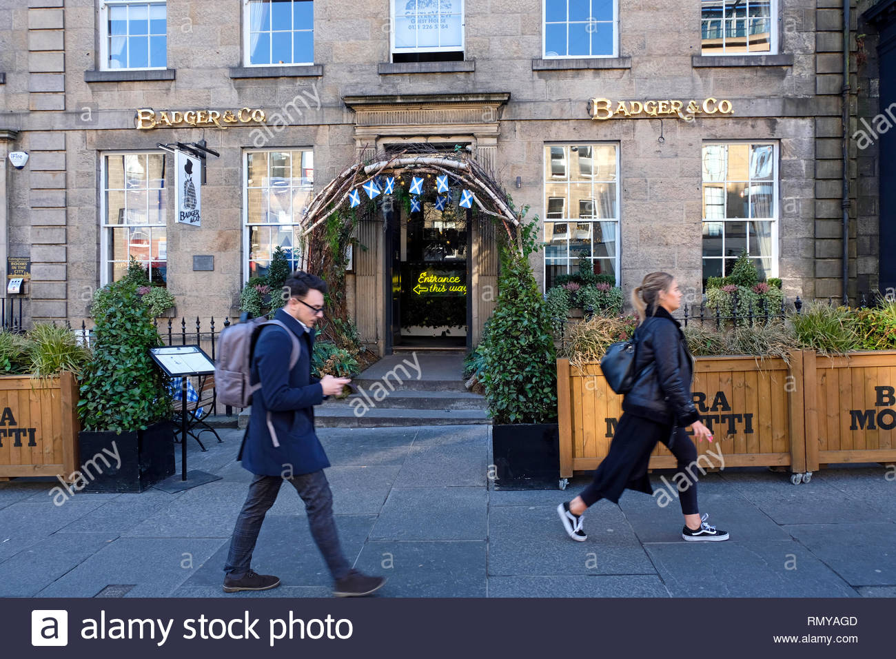 Badger & co. restaurant and bar, Castle Street, Edinburgh Scotland Stock Photo