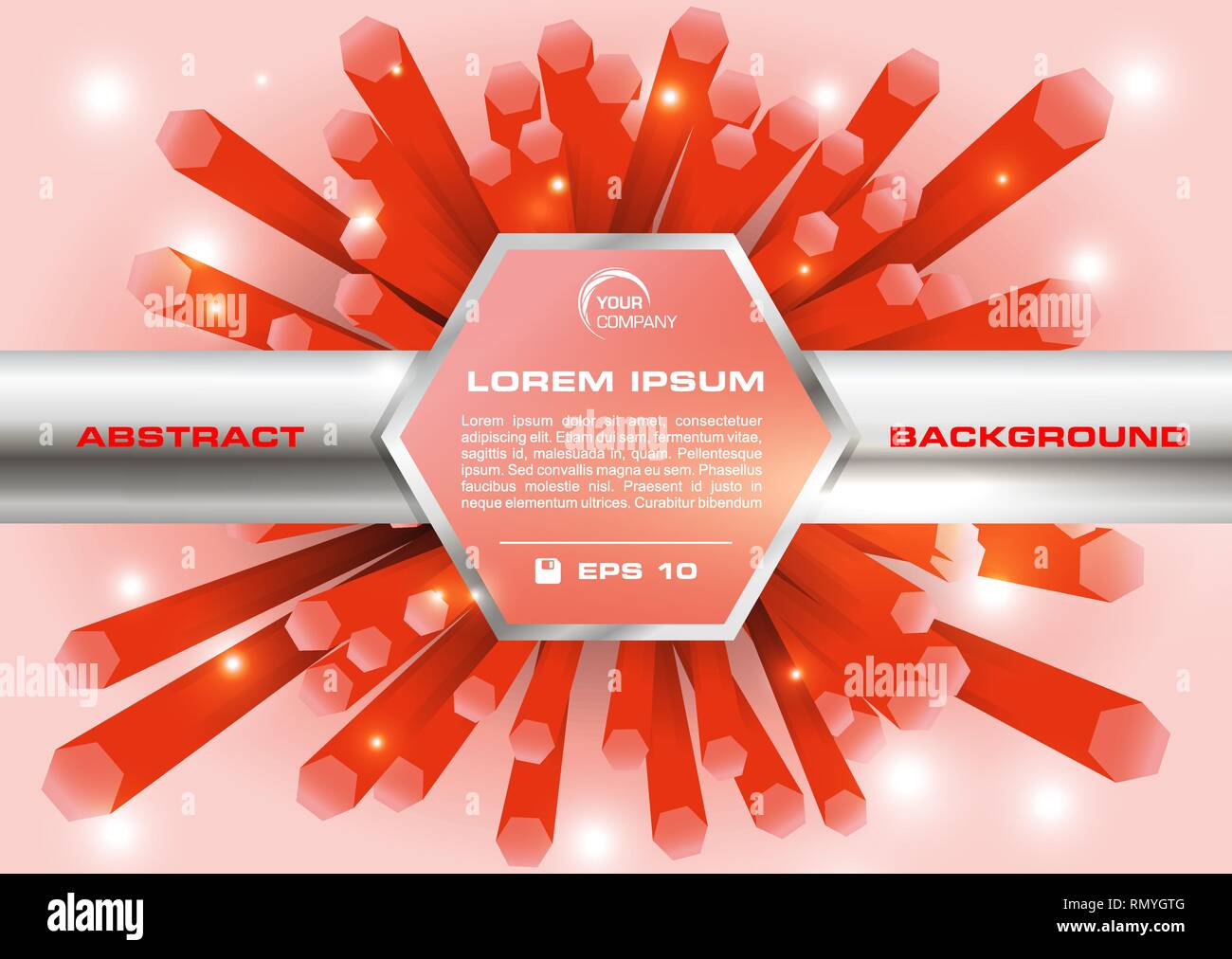 Vector abstract colorful background with red 3D hexagon Stock Vector ...