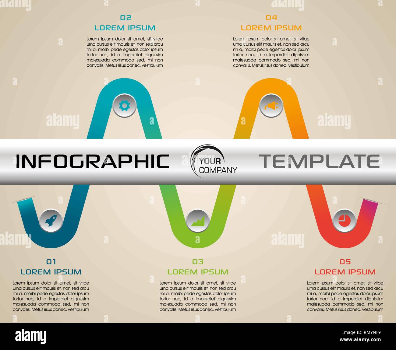 Modern infographics options template vector with colorful ribbon Stock ...