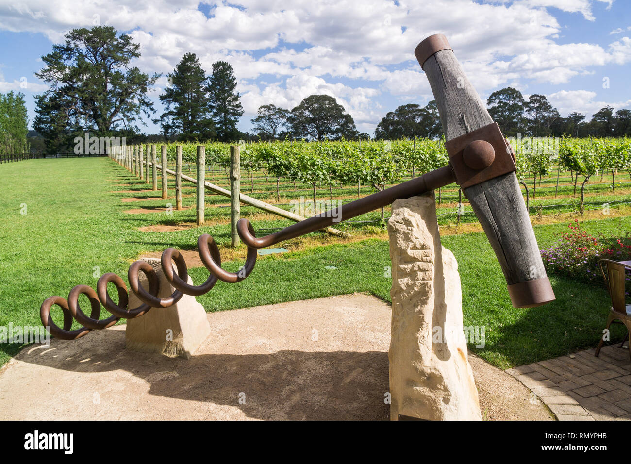 The Big Corkscrew at the Bendooley Estate in New South Wales, a vineyard estate that hosts the Berkelouw Book Barn Stock Photo