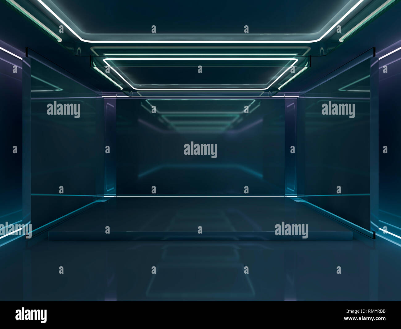 Abstract modern architecture background, empty open space interior. 3D ...