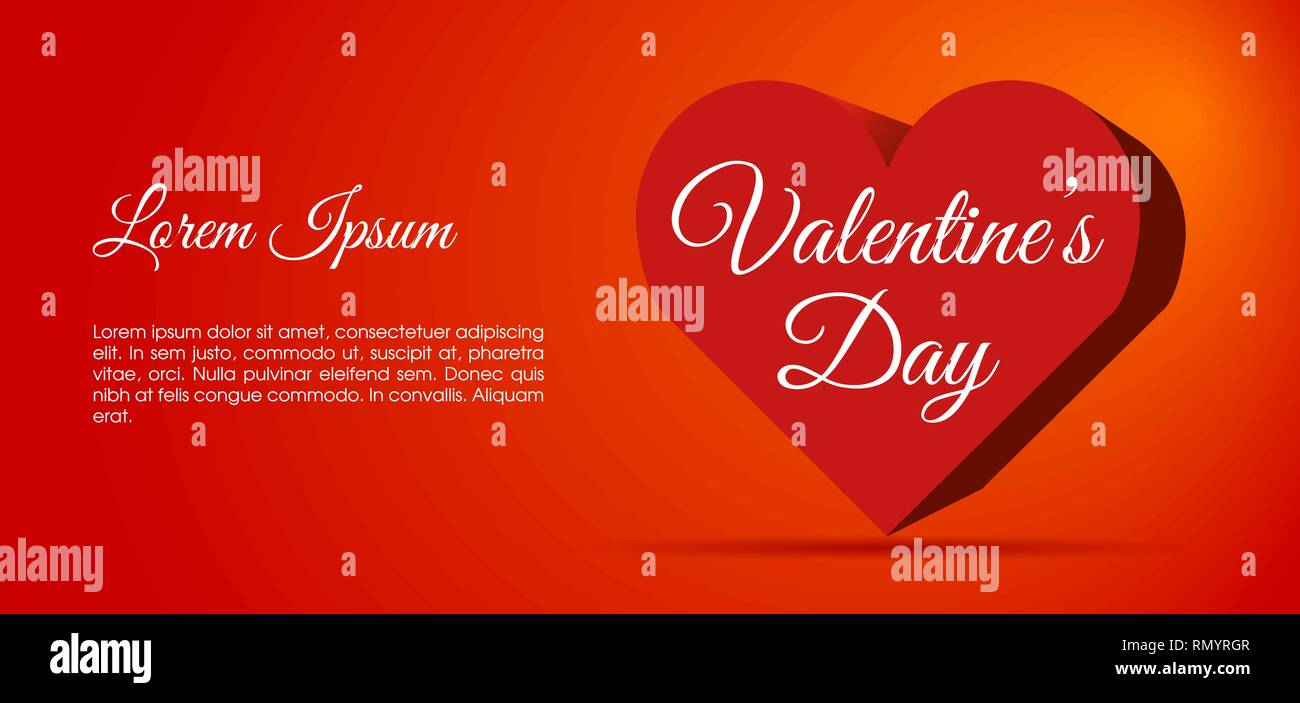 Valentines day vector card illustration background with big 3D