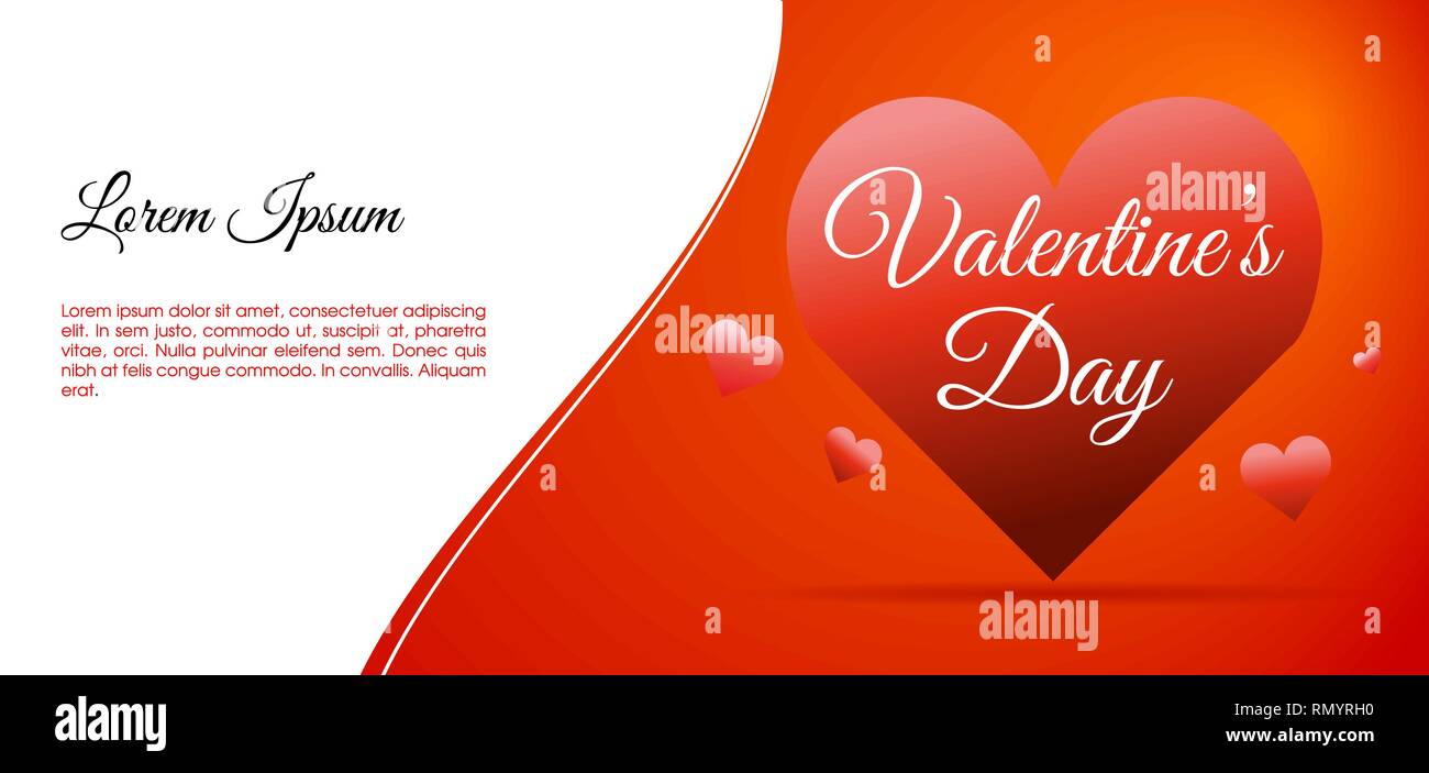 Valentines day vector card illustration background with big hearts and ...
