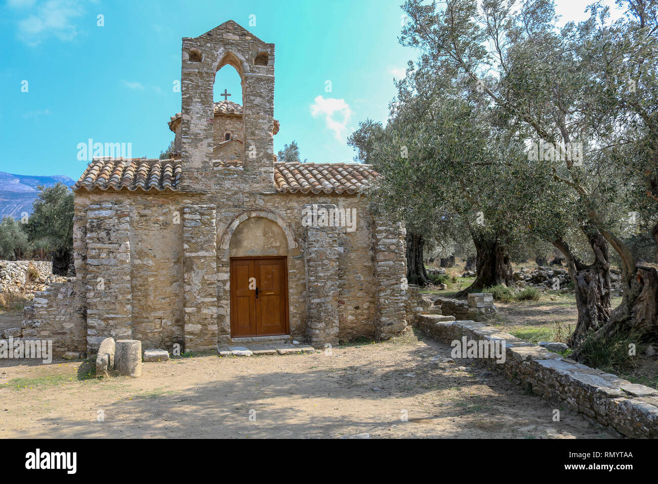 Byzantine Church near Chalki, Naxos, Greece Stock Photo