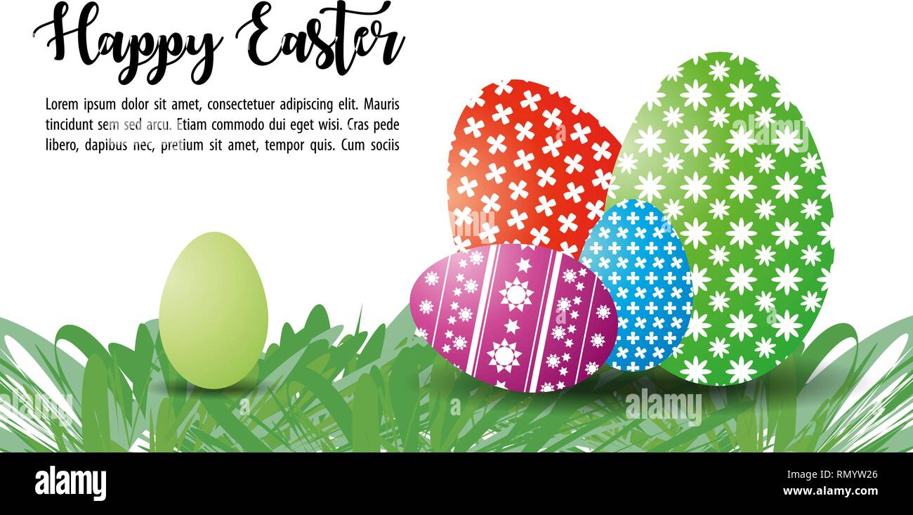 Vector happy easter banner with easter egg on white Stock Vector Image ...
