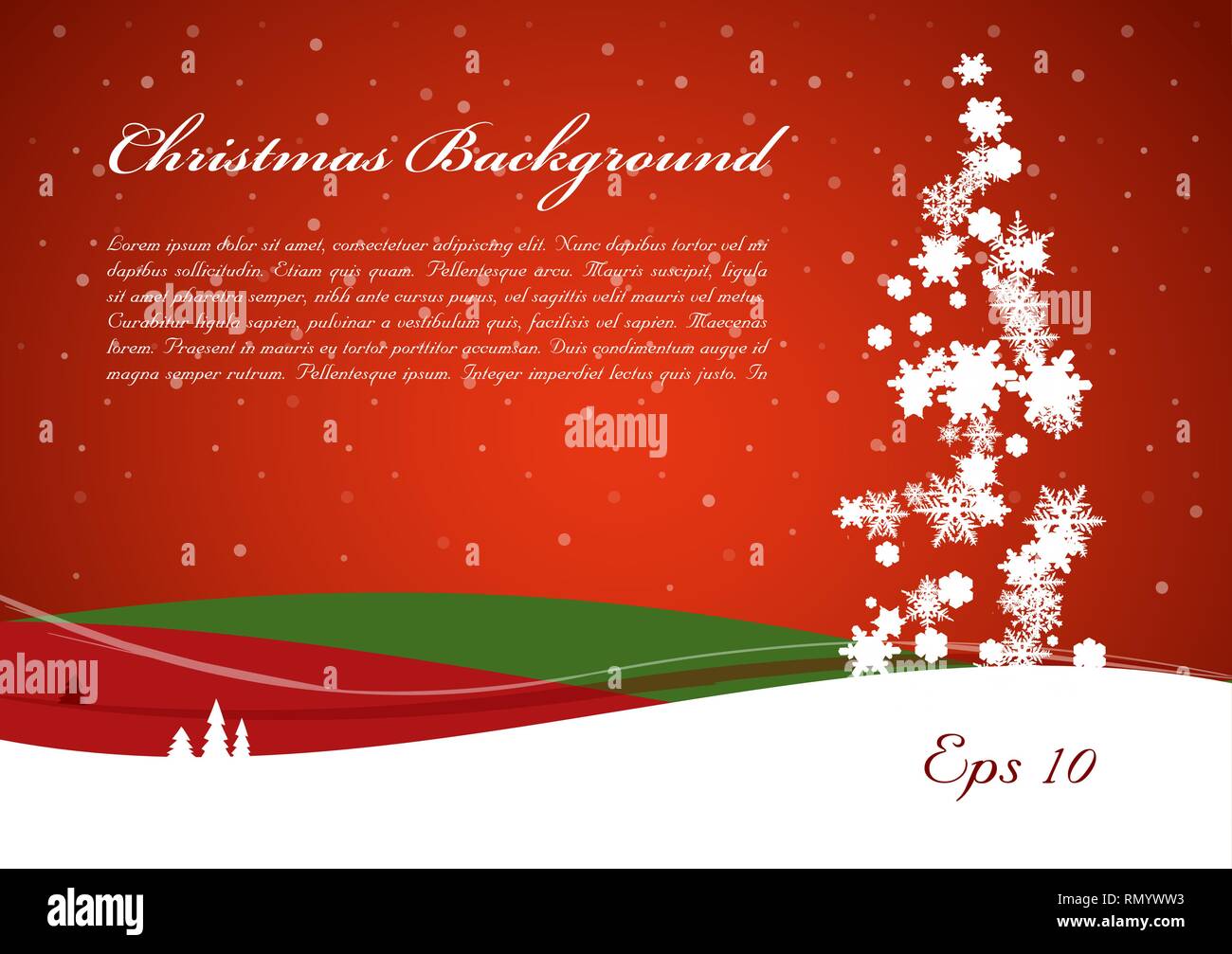 Christmas vector background with tree from snowflakes in red and green ...