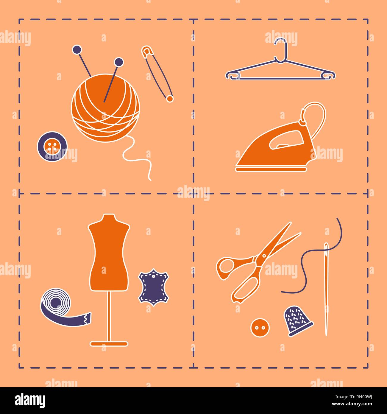 Needlework. Sewing accessories and embroidery equipment. Sewing machine,  fabrics, threads, spools, buttons. Tailors handicraft tools vector set.  Different tools for fashion designer Stock Vector Image & Art - Alamy