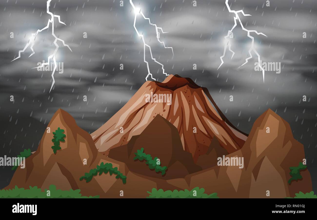 Storm night nature background illustration Stock Vector Image & Art - Alamy