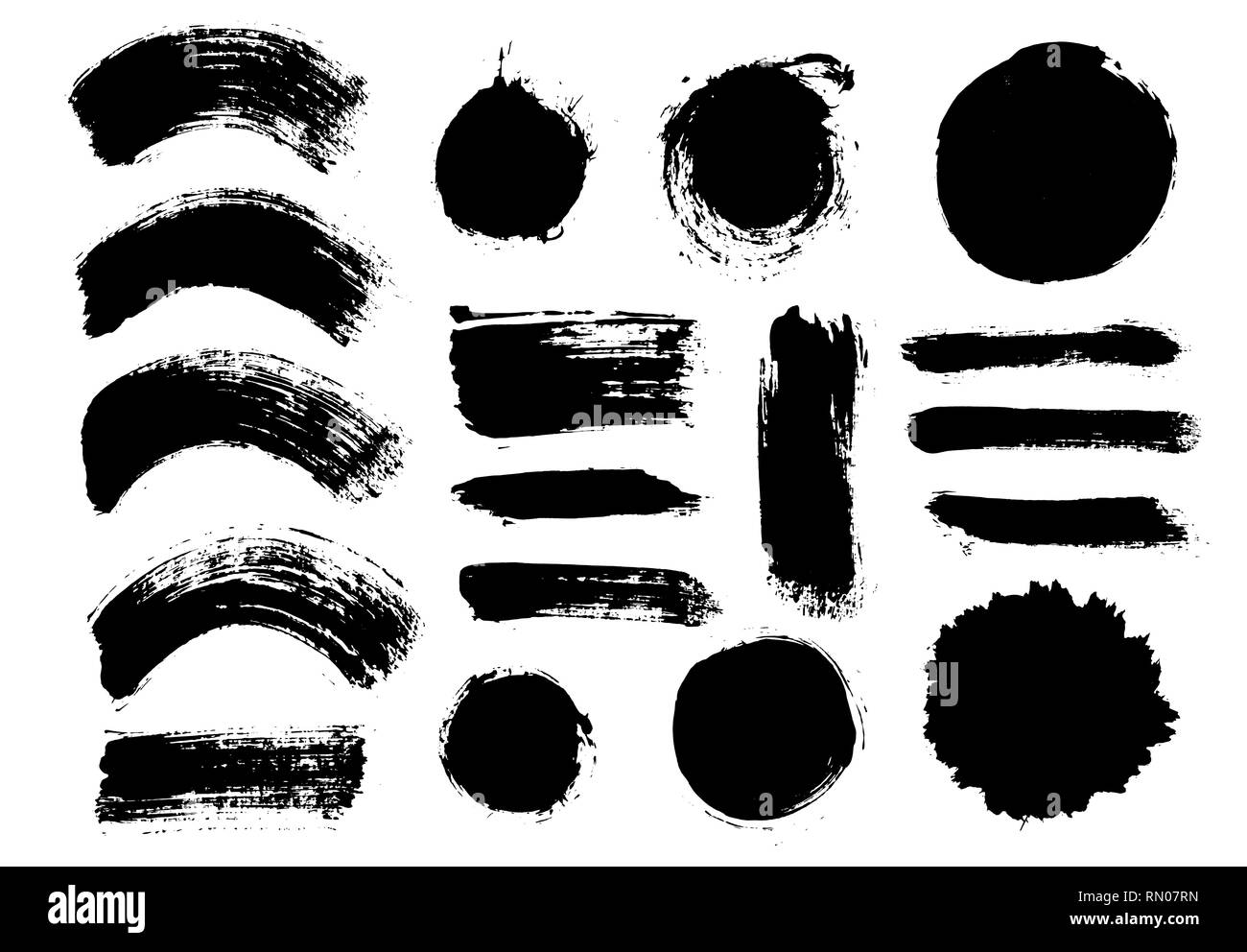 Brush strokes set vector painted isolated objects Stock Vector Image ...