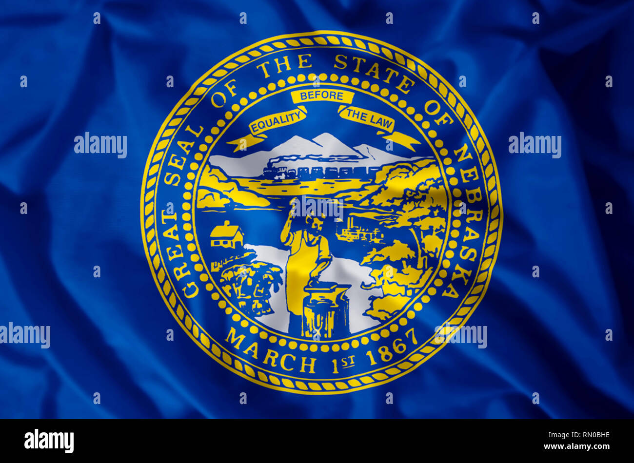 Nebraska stylish waving and closeup flag illustration. Perfect for ...