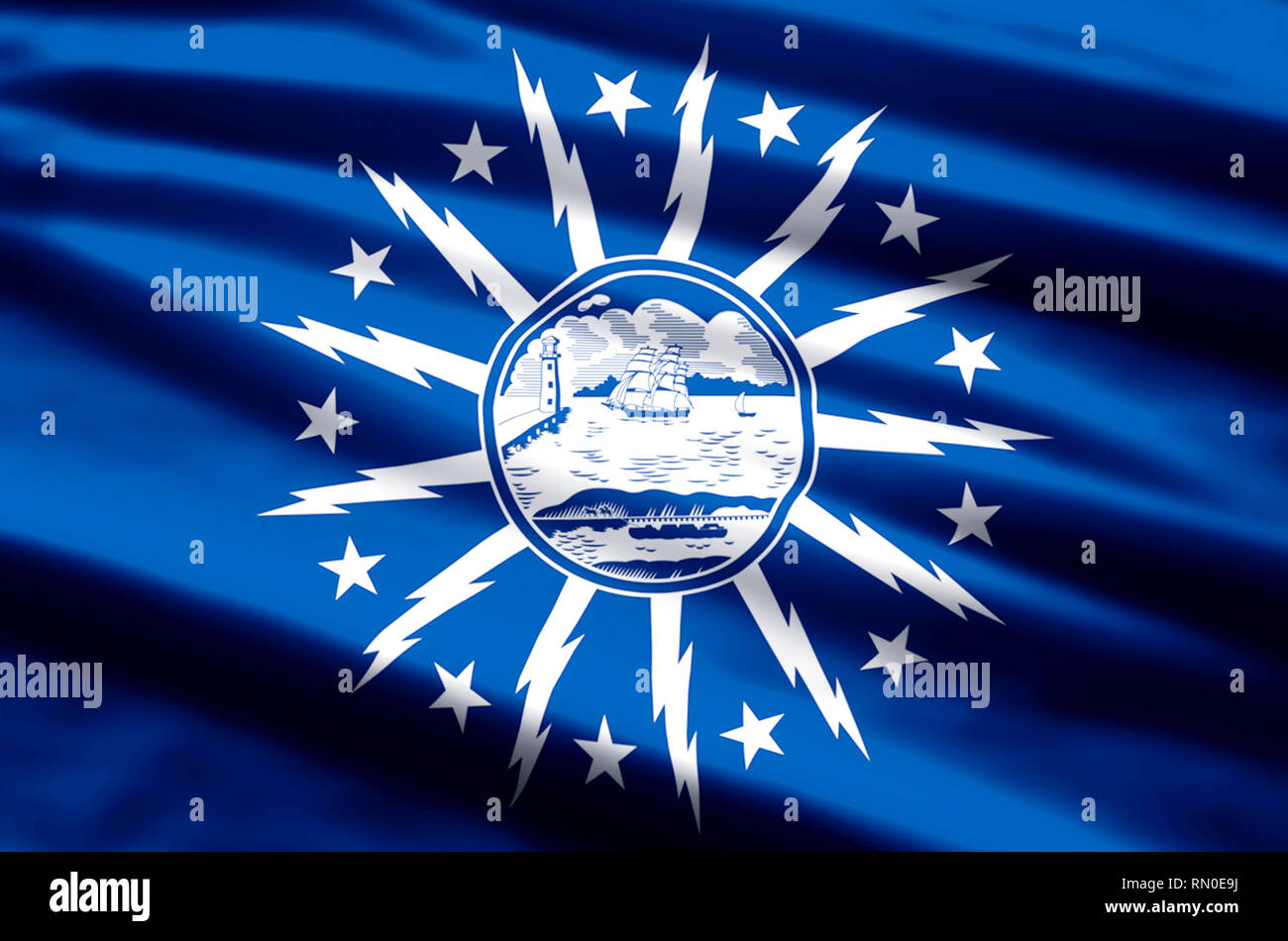 Buffalo New York stylish waving and closeup flag illustration. Perfect for background or texture
