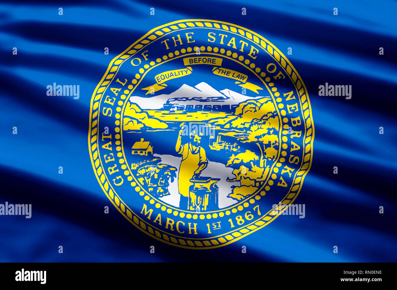 Nebraska stylish waving and closeup flag illustration. Perfect for ...