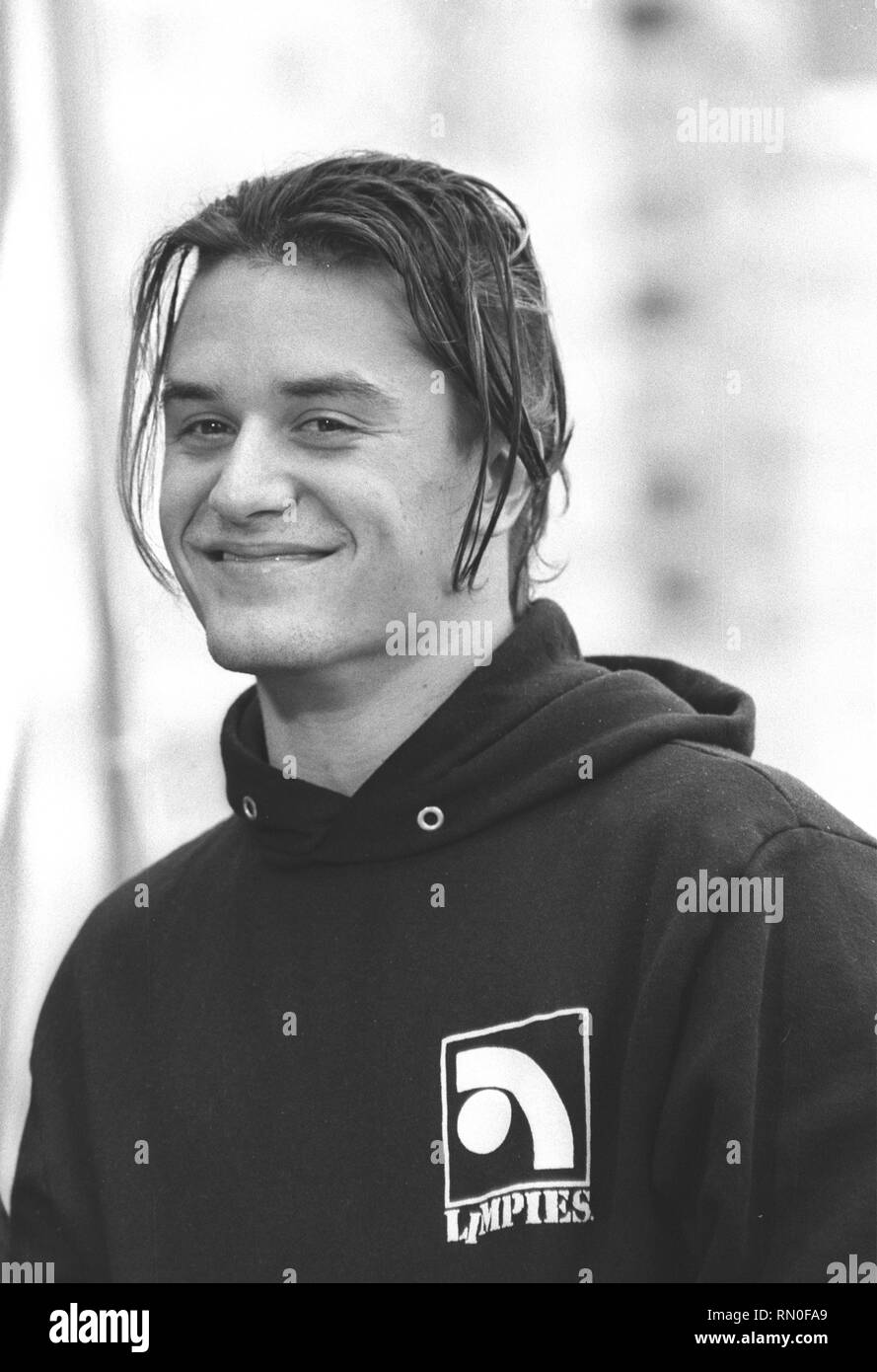 Singer Mike Patton of the rock band Faith No More is shown during a press conference at Rock In Rio II. Stock Photo