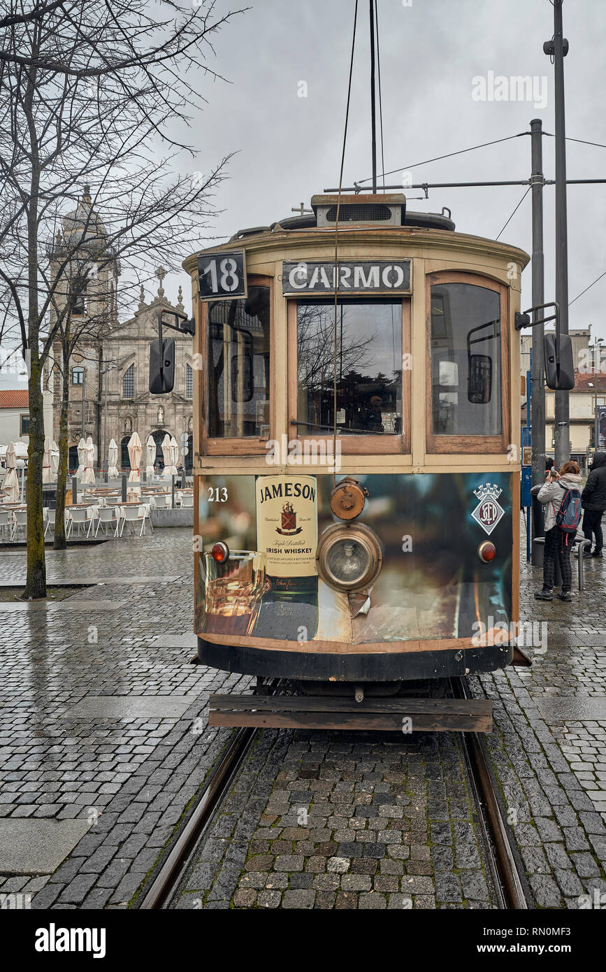 Exit of tram line 18, which can take you to Praça da Batalha or to Foz in  the city of Porto, Portugal, Europe Stock Photo - Alamy