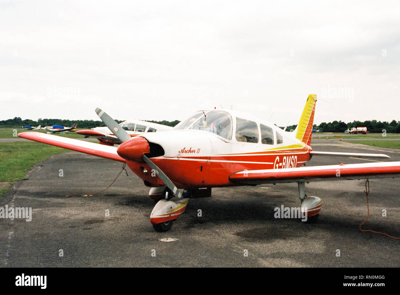 Small trainer propeller aircraft, Blackbushe airport, Camberley, Surrey