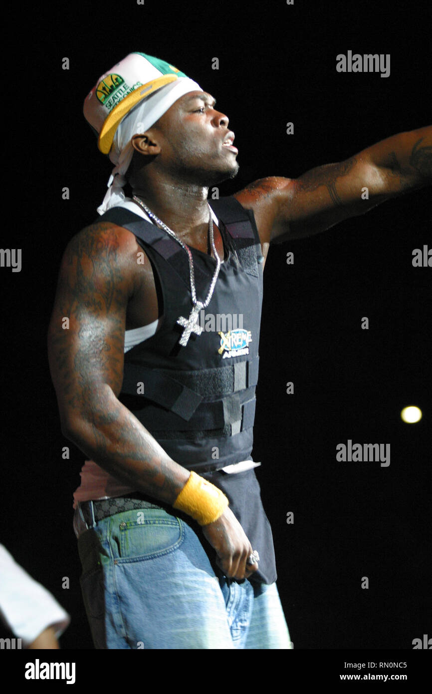 Rapper, Curtis James Jackson III, better known by his stage name 50 Cent,  is shown on stage during a live concert performance Stock Photo - Alamy