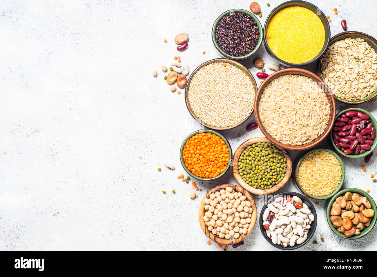 Grains, Legumes, and beans assortment top view Stock Photo Alamy